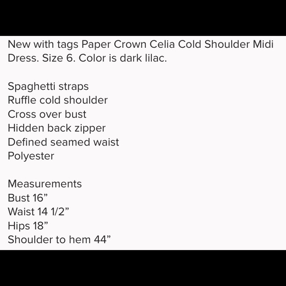 Paper Crown Celia Dress NWT - Picture 7 of 7